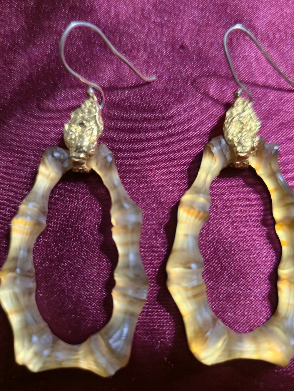 Vintage 10k Gold Designer Alexis Bittar Bamboo Lucite Drop Earrings